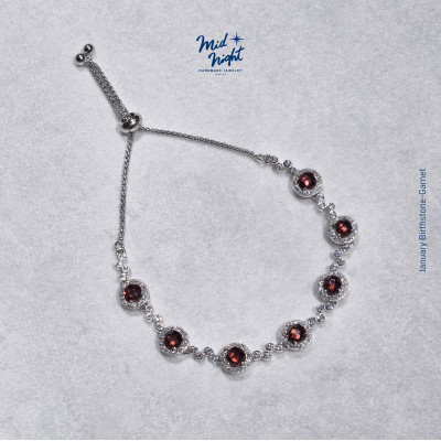January Birthstone-Garnet Bubble Bracelet